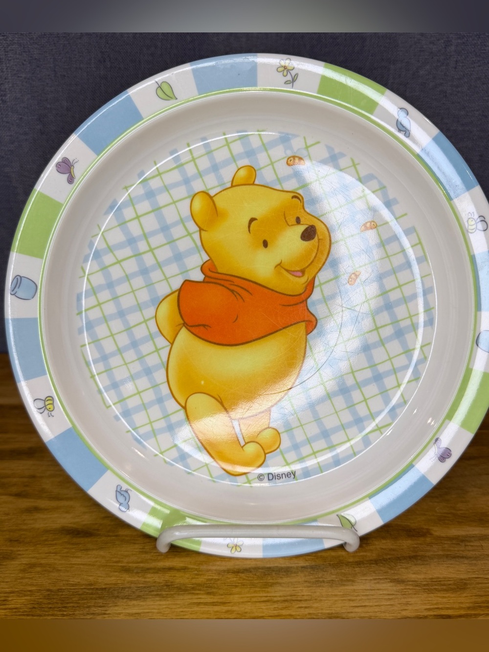 Vintage Disney Winnie the Pooh First Years Toddler Plate Melamine 2002